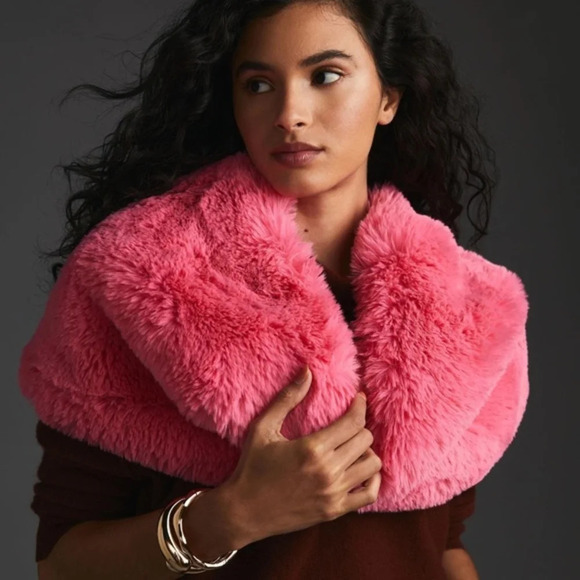 Anthropologie PinkFaux Fur Stole